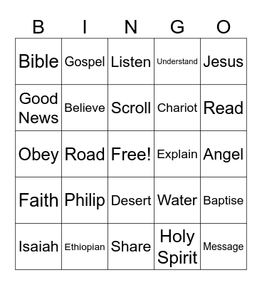 Philip and the Ethiopian Bingo Card