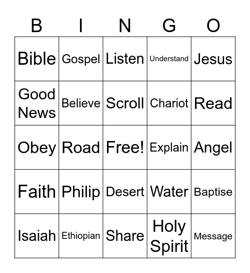 Philip and the Ethiopian Bingo Card