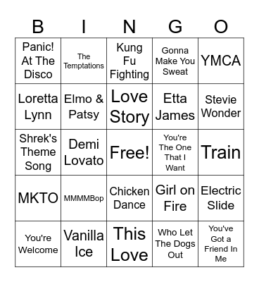 Music Bingo Game 2 Bingo Card