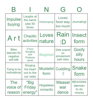Sisyphus Bingo Card