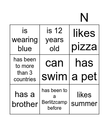 Getting to know you Bingo - Find someone who... Bingo Card