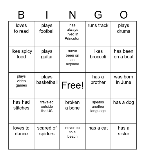 HUMAN BINGO Card