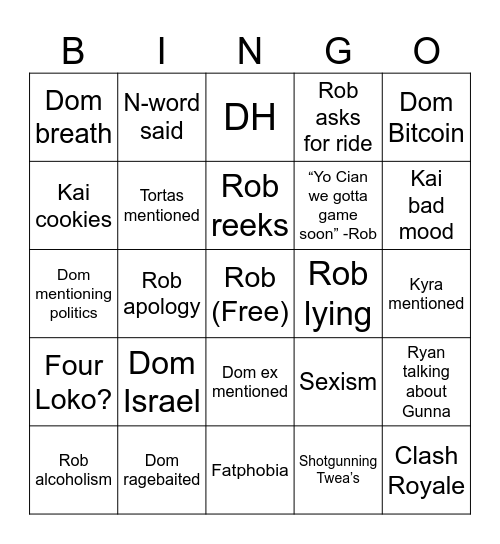 Peas Finale Bingo Card