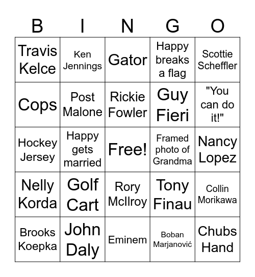 Happy Gilmore 2 Bingo Card