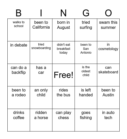 BINGO Card