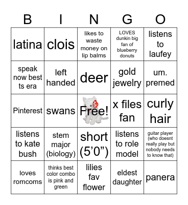jules Bingo Card