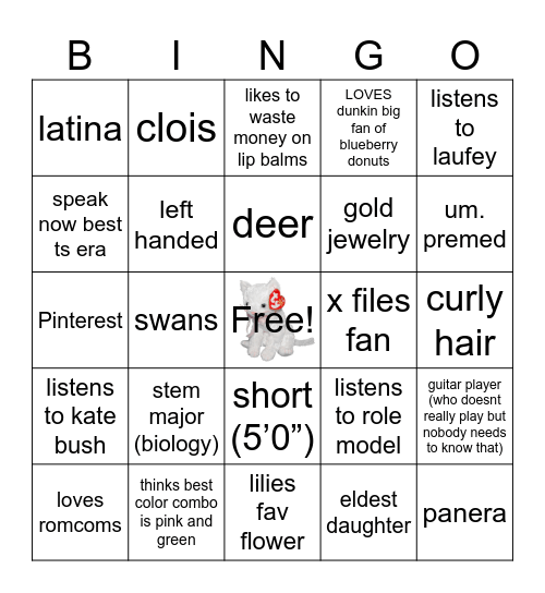 jules Bingo Card