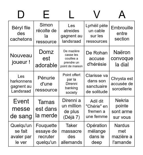 Maison Exupéry VA Bingo Card