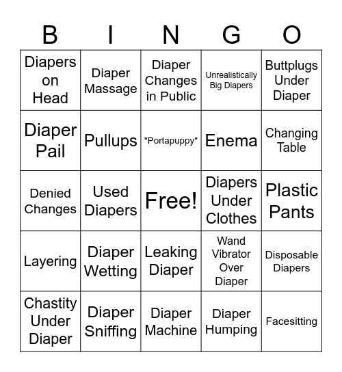Evelyn's Diaper Bingo Card