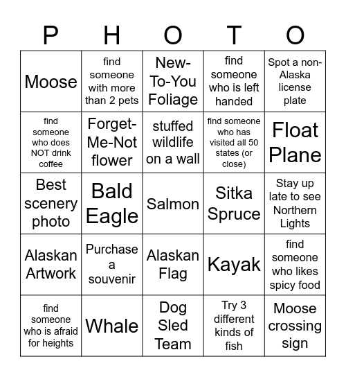 MN 97-5 Alaska Scavenger Hunt Bingo Card
