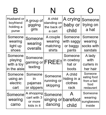Shop Mart Bingo Card
