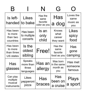 Icebreaker Bingo: Find Someone Who Bingo Card