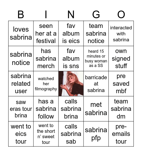 sabrina bingo Card