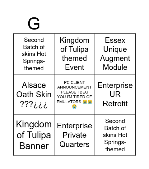Global 7th anniversary bingo Card