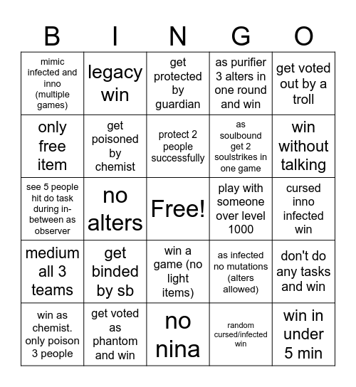 AUSTIN VS NRG D2 BINGO Card