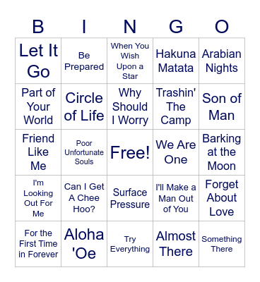 Singo: Disney Bingo Card