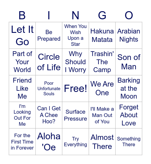 Singo: Disney Bingo Card