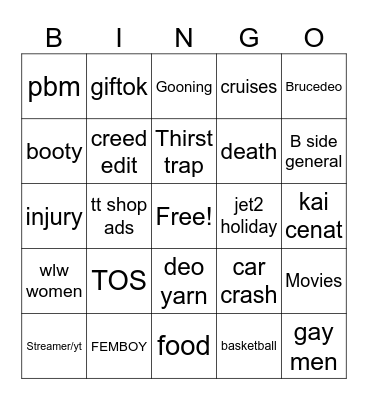 TikTok Bingo Card