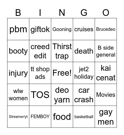 TikTok Bingo Card