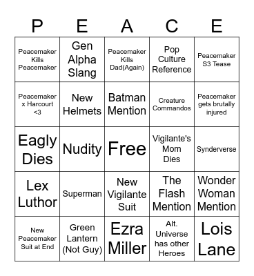 Peacemaker S2 Bingo Card