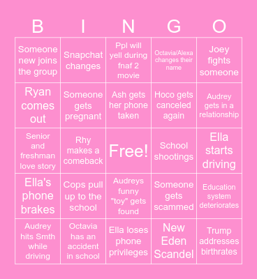 2026 Senior year Bingo Card