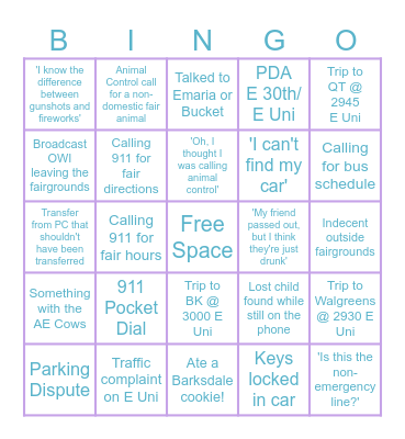 ISF Dispatch Bingo Card