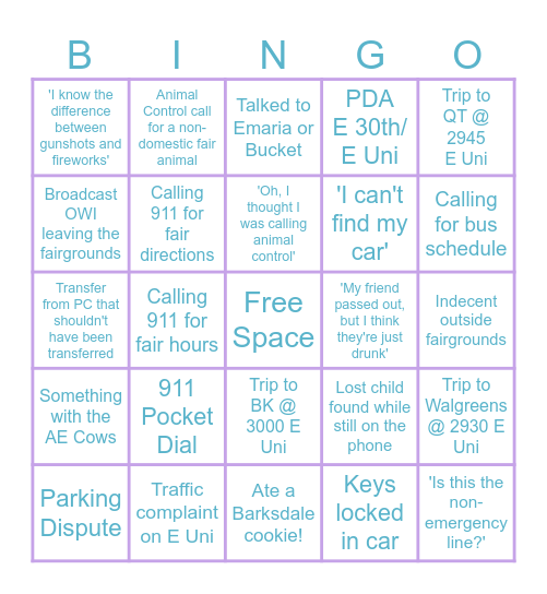ISF Dispatch Bingo Card