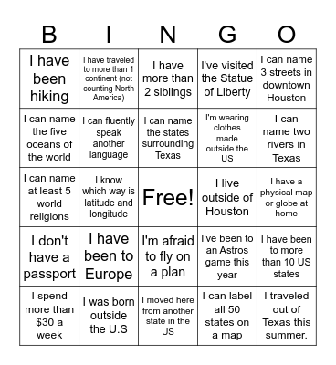 Geography Bingo ! Bingo Card