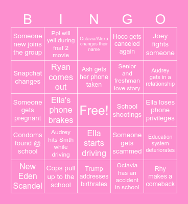 2026 Senior year Bingo Card