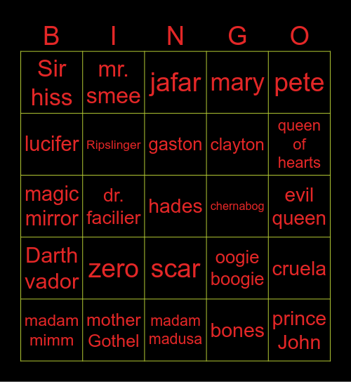 Disney Summerween Bingo Card