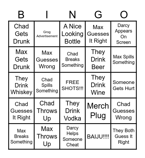 Cold Ones Bingo Card
