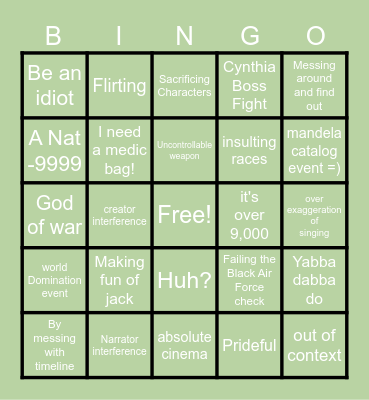 The action predictor Bingo Card