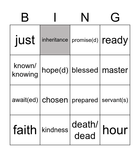 19th Sunday in OT year C Bingo Card