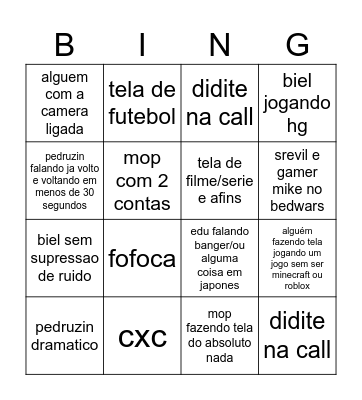 call da 148 Bingo Card
