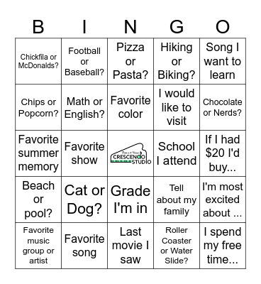 "Get to Know You" Bingo Card