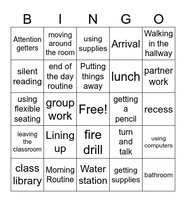 Procedure Bingo Card