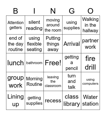 Procedure Bingo Card