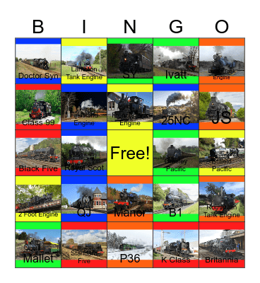 International Steam Locomotive Builders Bingo Card