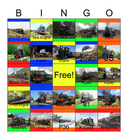 International Steam Locomotive Builders Bingo Card