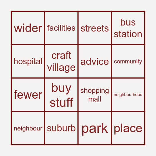 CITY LIFE Bingo Card