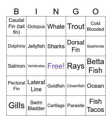 Fish Bingo! Bingo Card