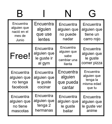 Find someone who....... Bingo Card