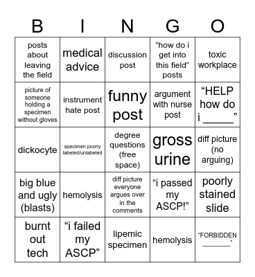 r/medlabprofessionals Bingo Card