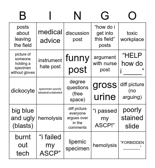 r/medlabprofessionals Bingo Card