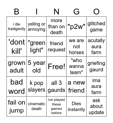 baboon games Bingo Card