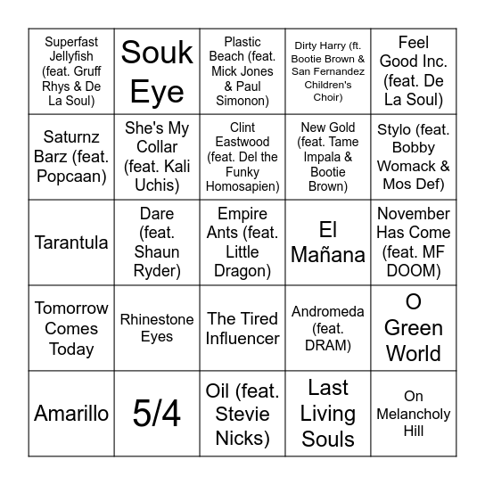 ★ Music Bingo w Bonnie Anne ★ Bingo Card