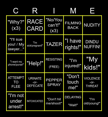 Police Video Bingo! Bingo Card