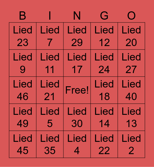 Muziek Bingo Card