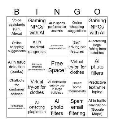 AI in Your Life — Spot It to Win! Bingo Card