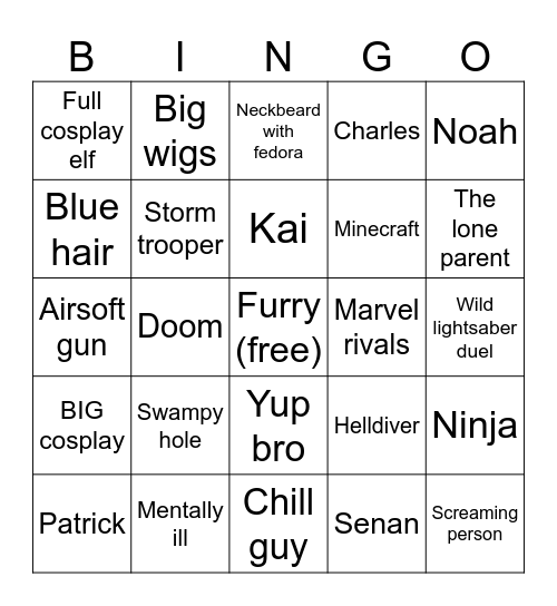 Comic con 2025 Bingo Card